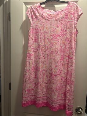 Pink Printed Midi Dress by